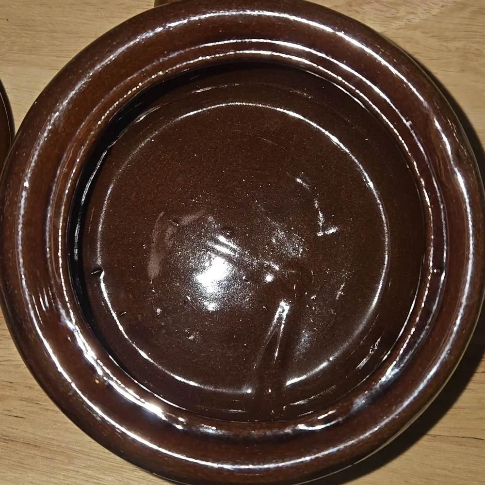 Antique Brown and Cream Ceramic Soup Bowl with Handle - Picture 8 of 9